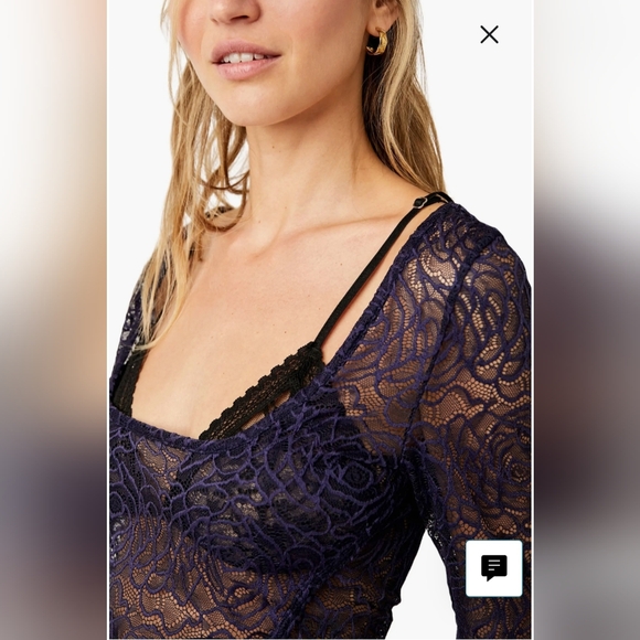 Free People in my head Navy Coat lace body suit size S NWT - Picture 8 of 8